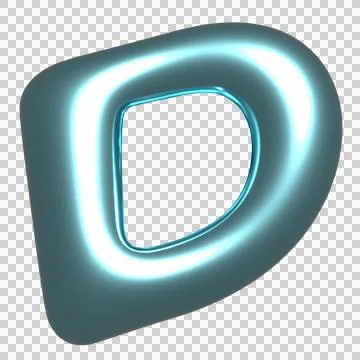 Glossy teal 3D triangular torus is floating on transparent canvas, showing neon Illustrazione stock