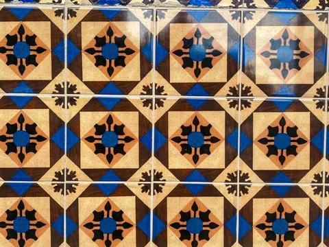 Glossy Teal Patterned Tiles Stock Photos