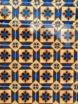 Glossy Teal Patterned Tiles Stock Photos