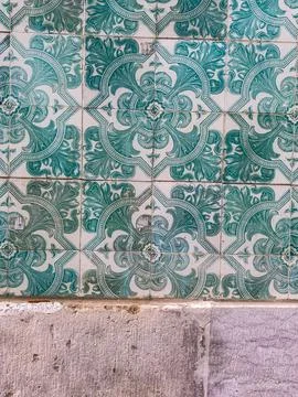 Glossy Teal Patterned Tiles Stock Photos