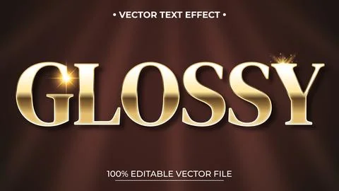 Glossy text gold luxury editable text effect style Stock Illustration