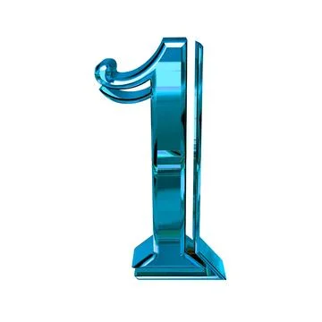 Glossy three-dimensional letters in blue. number 1 Stock Illustration