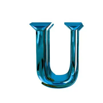 Glossy three-dimensional letters in blue. letter u Stock-Illustration