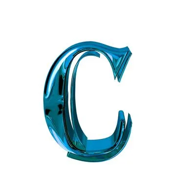 Glossy three-dimensional letters in blue. letter c Stock Illustration