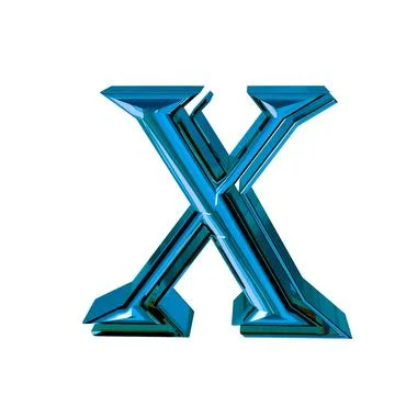 Glossy three-dimensional letters in blue. letter x Stock Illustration
