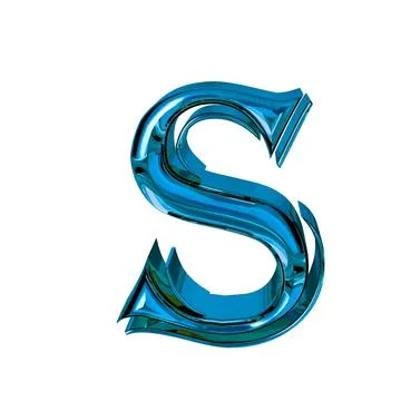 Glossy three-dimensional letters in blue. letter s Illustrazione stock