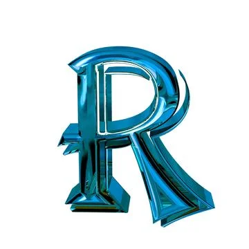 Glossy three-dimensional letters in blue. letter r Illustrazione stock