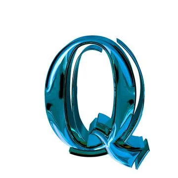Glossy three-dimensional letters in blue. letter q Stock Illustration