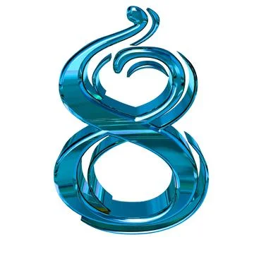 Glossy three-dimensional letters in blue. number 8 Stock Illustration