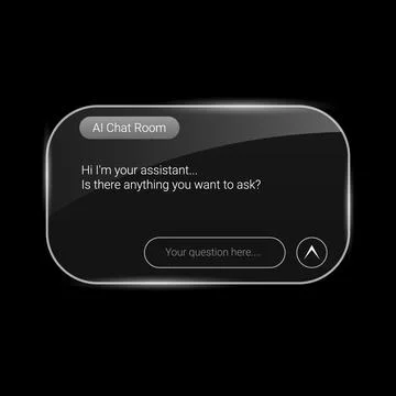 Glossy Transparent Chatroom Interface with AI Assistant Stock Illustration