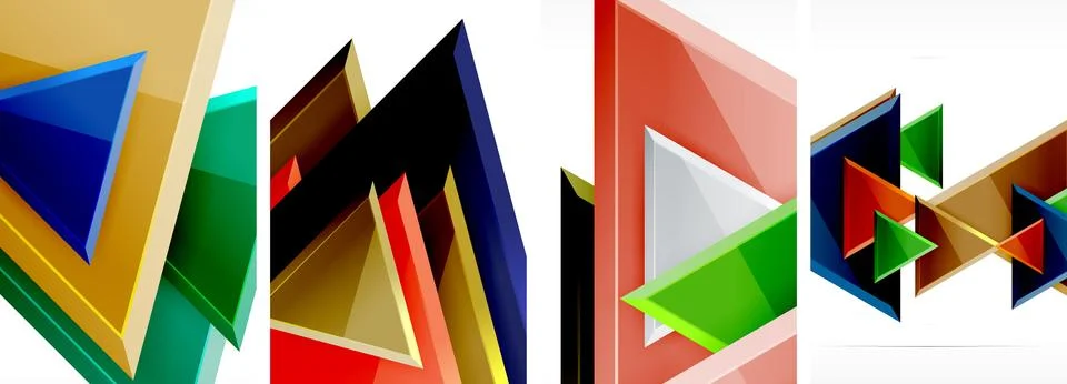 Glossy triangles geometric poster set for wallpaper, business card, cover Stock Illustration