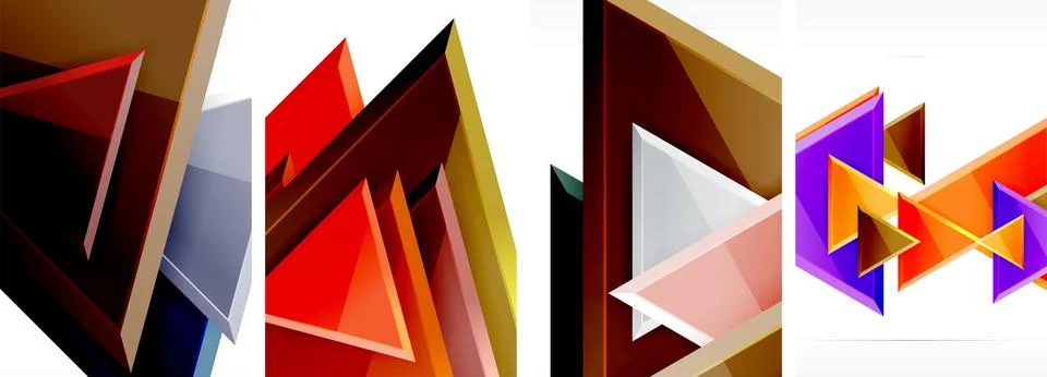 Glossy triangles geometric poster set for wallpaper, business card, cover Stock Illustration