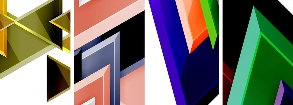 Glossy triangles geometric poster set for wallpaper, business card, cover Stock Illustration