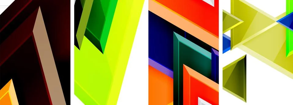 Glossy triangles geometric poster set for wallpaper, business card, cover Stock Illustration