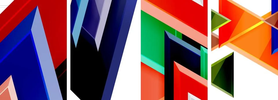 Glossy triangles geometric poster set for wallpaper, business card, cover Stock Illustration