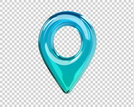 Glossy turquoise 3D map location pin icon Stock Illustration