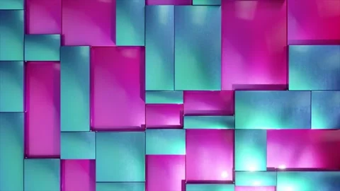 Glossy turquoise and magenta rectangular cubes gently moving, generating Stock Footage 310439204