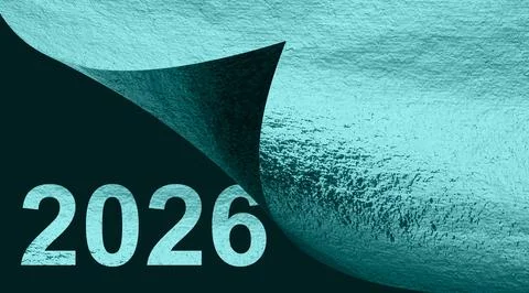 A glossy turquoise foil in a transformative-teal tone curls upward to revea.. Stock Photos