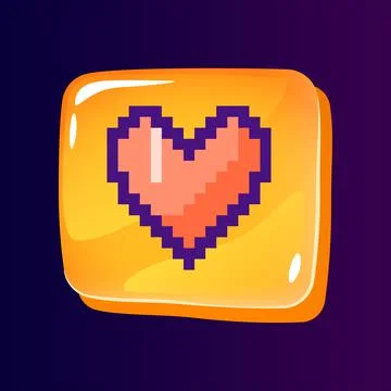 Like glossy ui button with pixelated color icon Stock Illustration