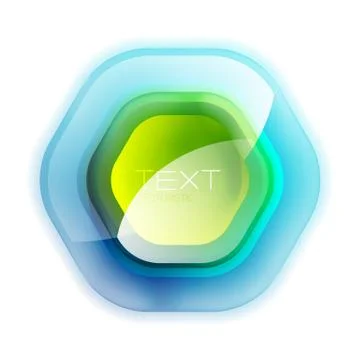 Glossy vector hexagon banner with reflection for business logo abstract design Illustrazione stock