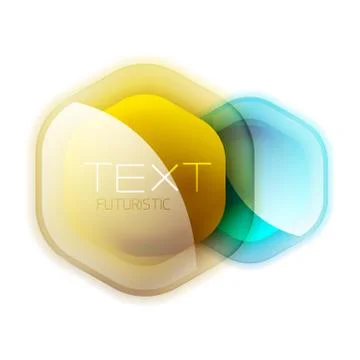Glossy vector hexagon banner with reflection for business logo abstract design Stock Illustration