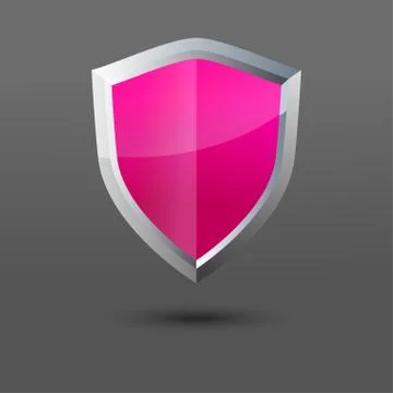 Glossy vector steel shield. Protection symbol for design Stock Illustration