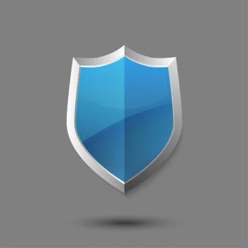 Glossy vector steel shield. Protection symbol for design Stock Illustration