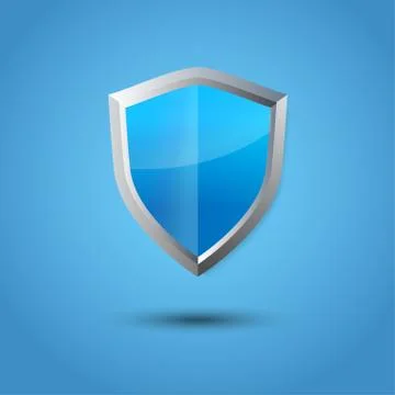 Glossy vector steel shield. Protection symbol for design Stock Illustration