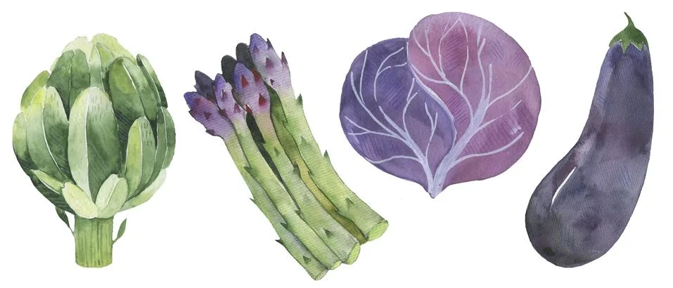 Glossy vegetable set Design elements isolated on white background. et Design Illustrazione stock