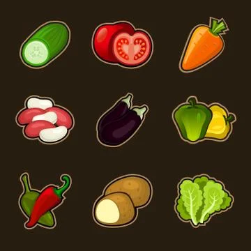 Glossy vegetable set Stock Illustration