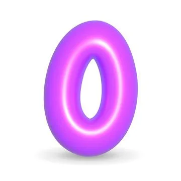 Glossy violet balloon digit zero. 3d realistic illustration. For Events. Illustrazione stock