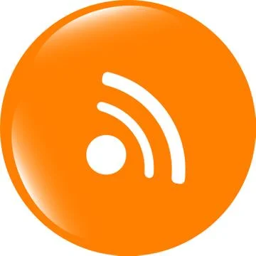 Glossy web button with RSS feed sign Stock Illustration