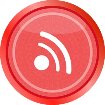 Glossy web button with RSS feed sign Stock Illustration