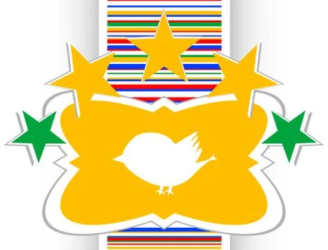 Glossy website and internet web icon with bird symbol Stock Illustration