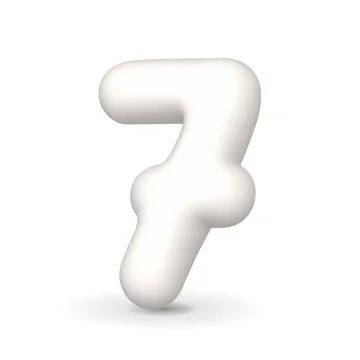 Glossy white balloon digit seven. 3d realistic illustration. For events. Stock Illustration