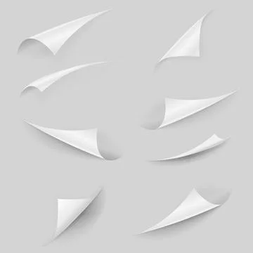 Glossy white paper sheet folded edges set Stock Illustration