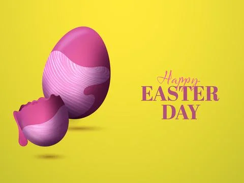 Glossy Whole and Broken Egg Illustration for Happy Easter Celebration Concept 스톡 일러스트