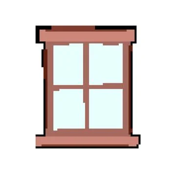 Glossy window frame pixel art vector illustration Stock Illustration
