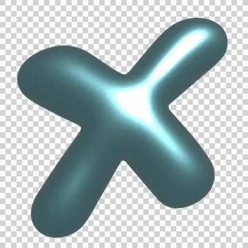 Glossy X-shaped 3D form is floating on transparent canvas, with tubular limbs Stock Illustration