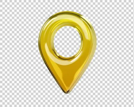 Glossy yellow 3D map location pin icon Stock Illustration