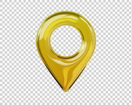 Glossy yellow 3D map location pin icon Stock Illustration