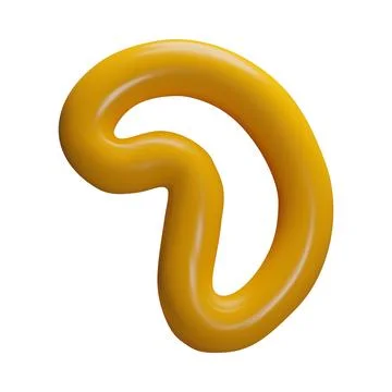 Glossy yellow abstract 3D loop shape, geometric curved form. Illustrazione stock