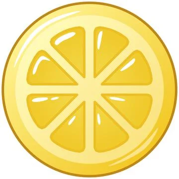 Glossy yellow lemon citrus slice gummy jelly candy shiny sticker. Stock Illustration