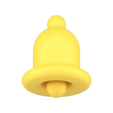 Glossy yellow ring bell notification media message application button 3d ic.. Stock Illustration