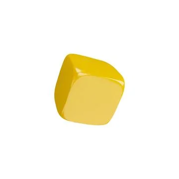 Glossy yellow square cube with soft corners falling realistic 3d vector, volume Illustrazione stock