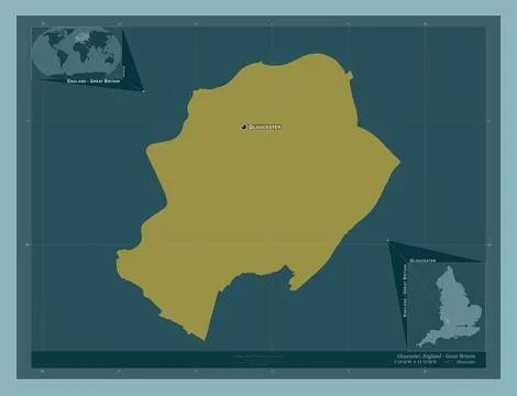 Gloucester, England - Great Britain. Solid. Labelled points of cities Stock Illustration