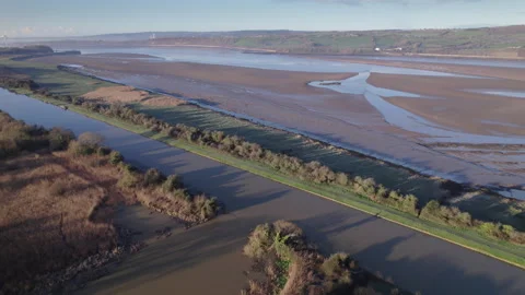 The Gloucester Sharpness Canal and Purton Hulks in Gloucestershire, England. Video stock 297569918