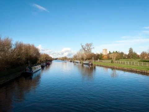 Gloucester &amp; Sharpness Canal near Frampton-on-Severn, Gloucestershire, UK 스톡 사진