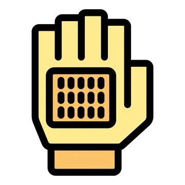 Glove equipped with a square electronic device, symbolizing advanced technolo Ilustración de archivo