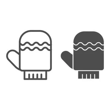 Glove line and solid icon. Winter mitten item with waves symbol, outline style イラスト素材